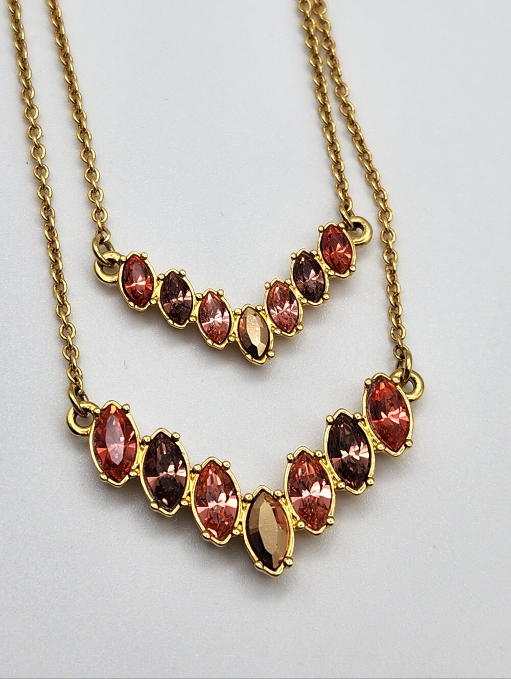 Touchstone Crystal Double Down Necklace, Golden
